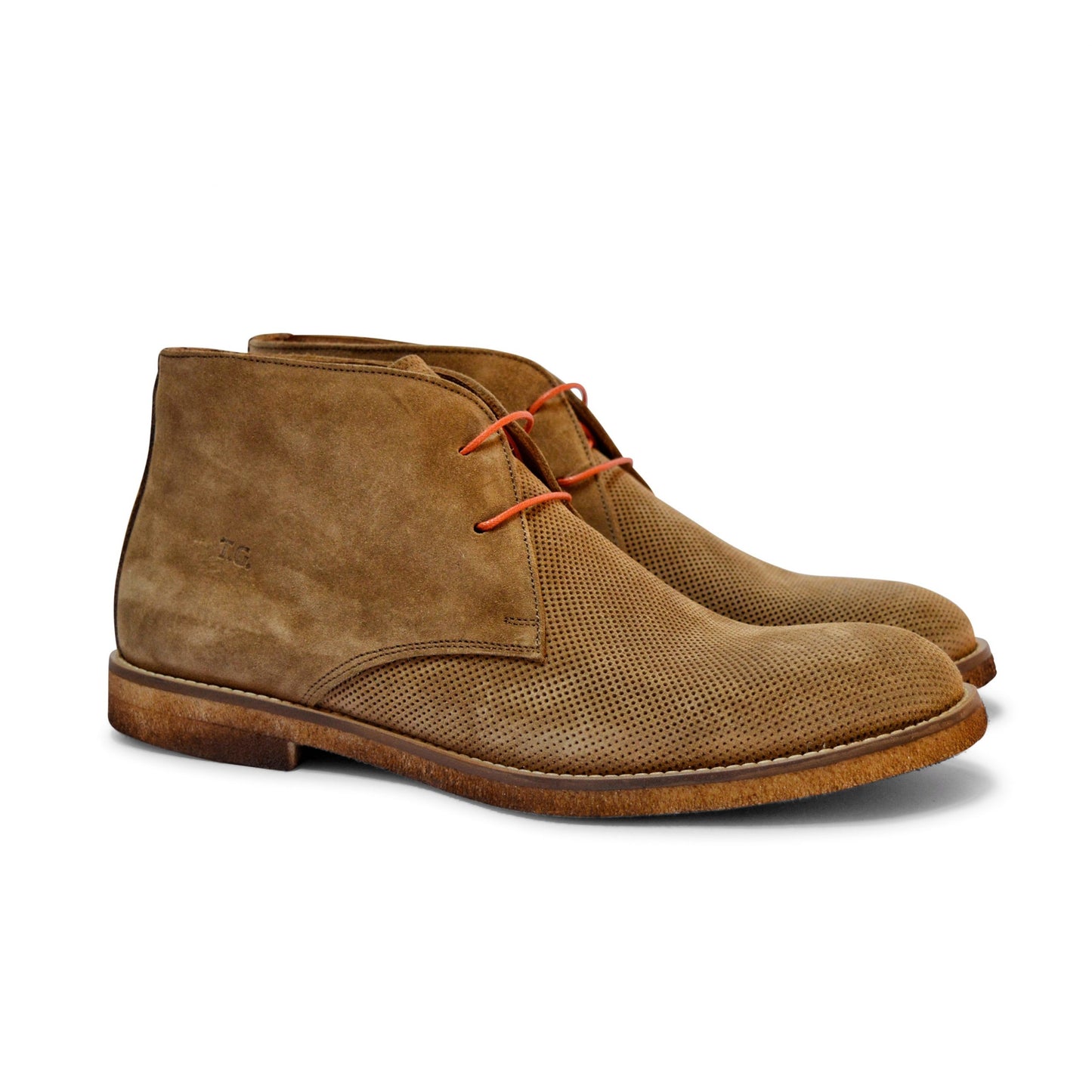 Summer ankle boot in perforated suede with leather sole and ultra-lightweight sole