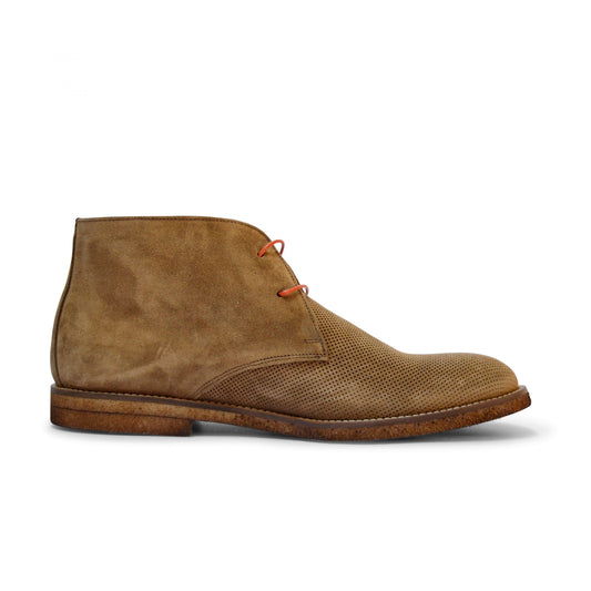 Summer ankle boot in perforated suede with leather sole and ultra-lightweight sole