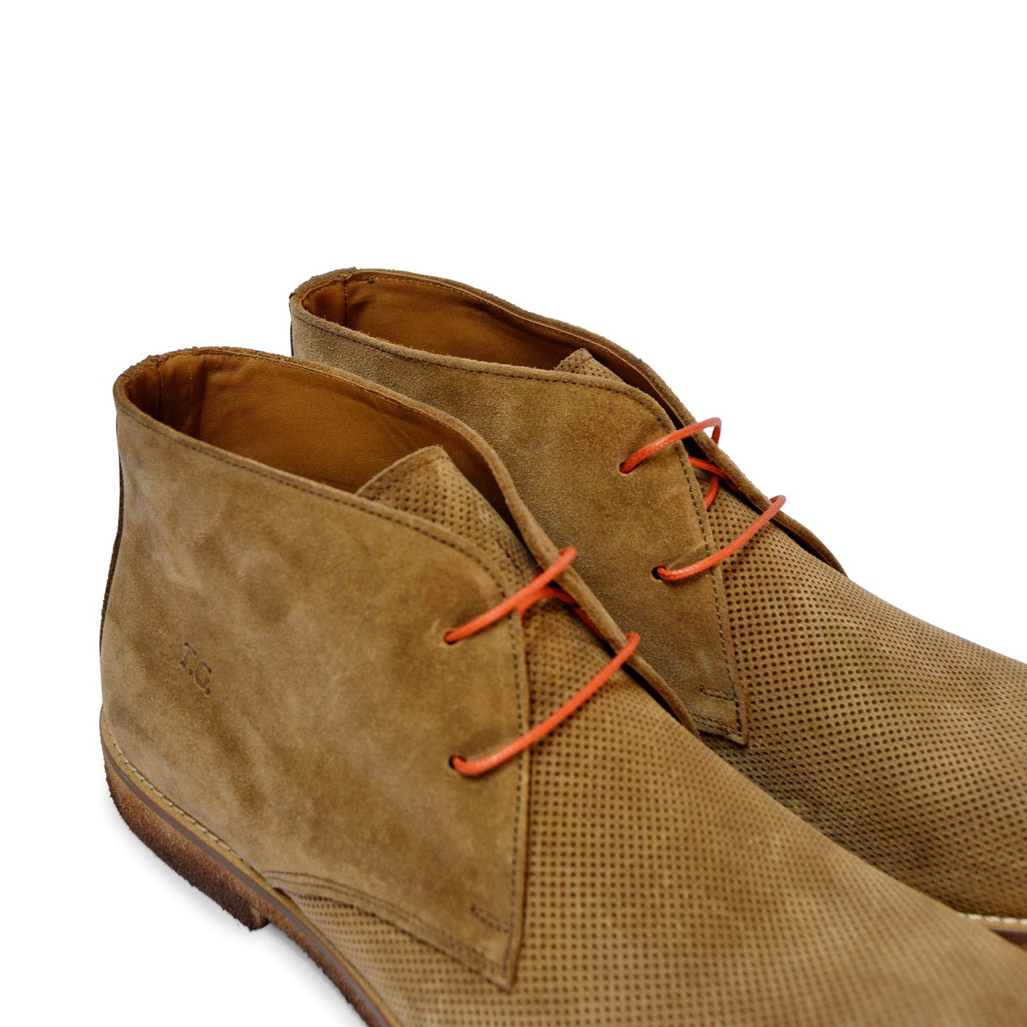 Summer ankle boot in perforated suede with leather sole and ultra-lightweight sole