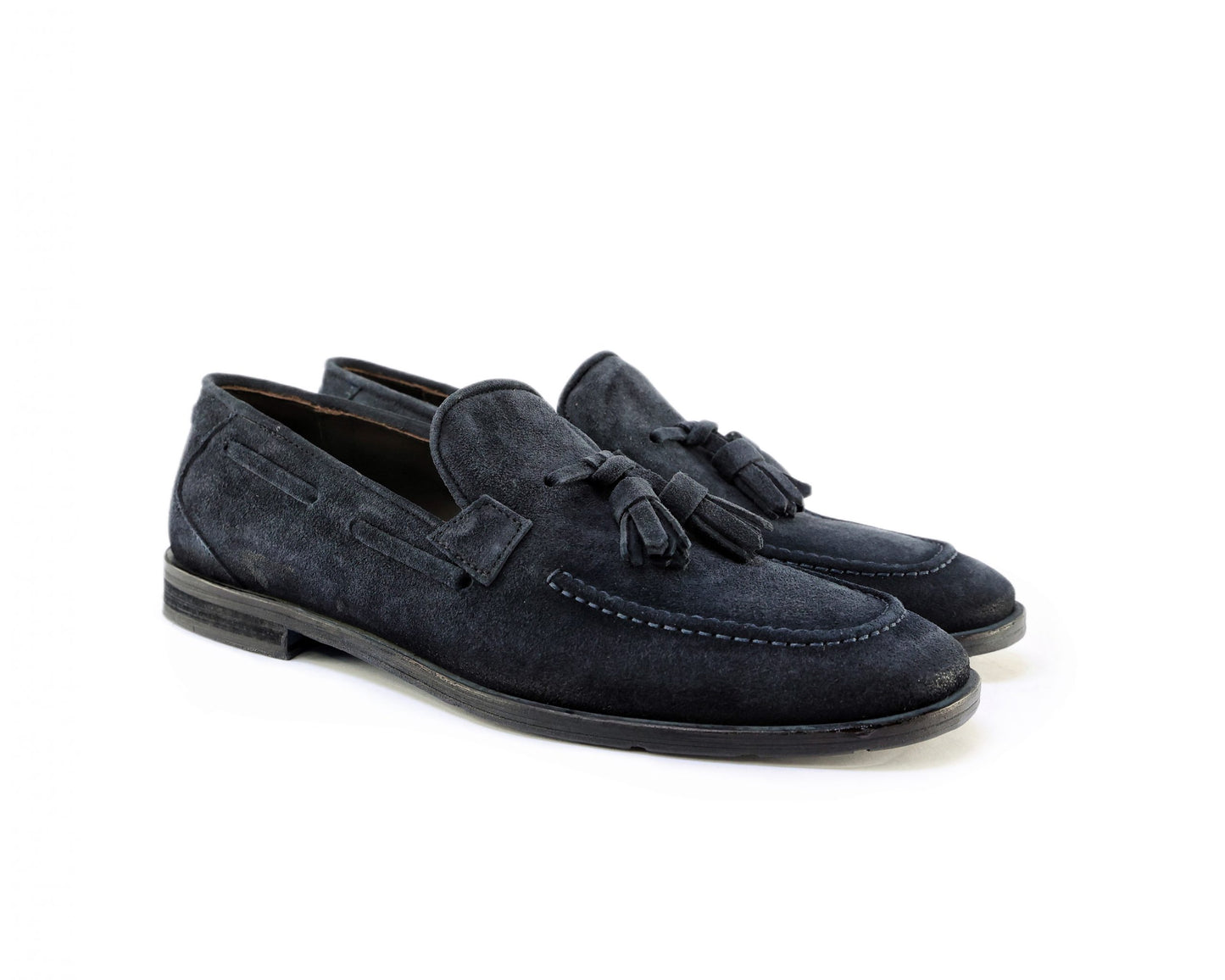 Mocassins en daim pour homme avec semelle en cuir bleu