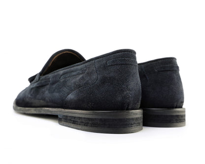 Mocassins en daim pour homme avec semelle en cuir bleu